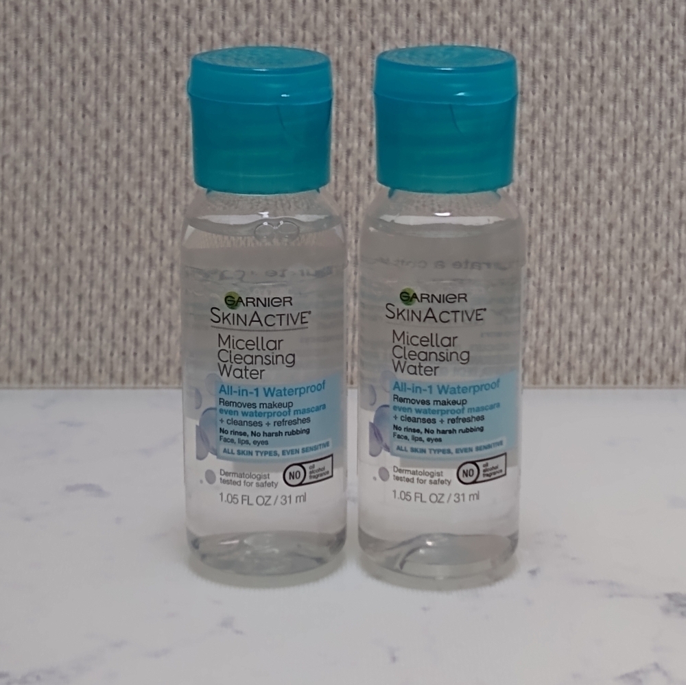 2 Garnier Skin Active Micellar Cleansing Water Mini Travel Size 1.05 Oz